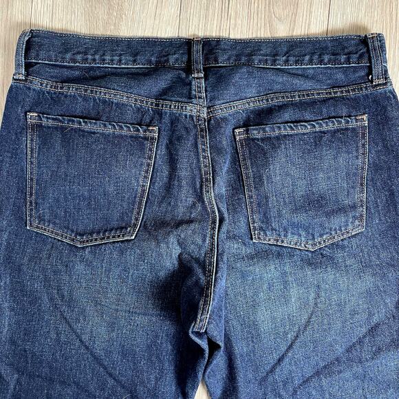 Old Navy High Rise Slouchy Straight Dark Wash Denim CAPRI Jeans - Size 14 EXC - Picture 7 of 10